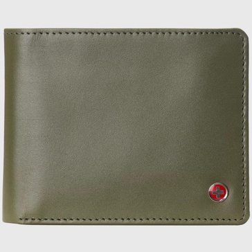 Mens Genuine Leather Wallet Passcase Bifold  RFID Safe 2 ID Windows