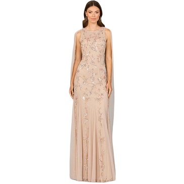 Women's Mermaid Beaded Dress with Long Cape