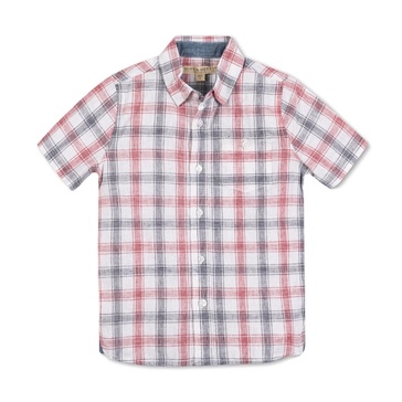 Boys Short Sleeve Linen Shirt with Side Vent