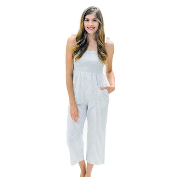 Women's Organic Cotton Smocked Button Front Jumpsuit