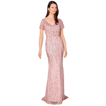 Women's Short Sleeve, Beaded Mermaid Gown