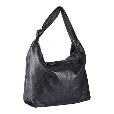 Soft Bucket Behind With Zipper Leather Shoulder Bag