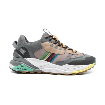 Green Sneakers with Multicolour Design