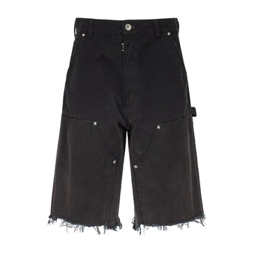 Black Denim Distressed Shorts