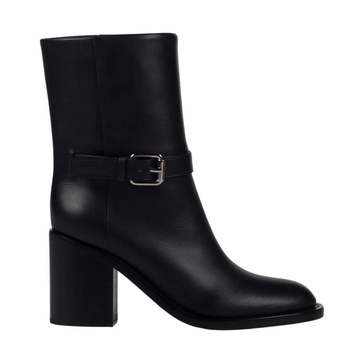 Leather Ankle Boots with Buckle Straps