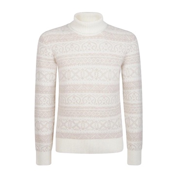 Cashmere Silk Jacquard Turtleneck Sweater