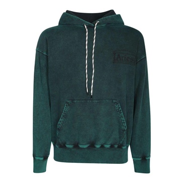 Distressed Green Hoodie with Logo Print