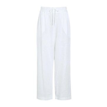 Airy Linen Wide Leg Pants White