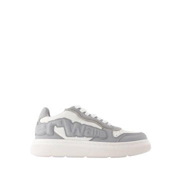 Grey Leather Puff Sneakers