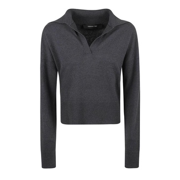 Anthracite Grey V-Neck Knitwear Sweatshirt