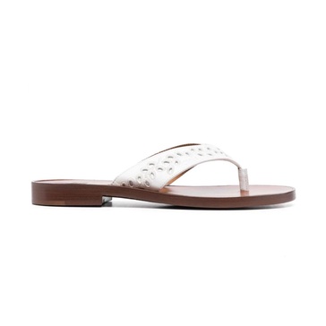 White Floral Embroidery Flat Sandals