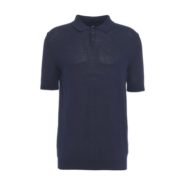 Blue Knitted Polo Shirt