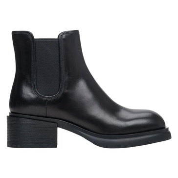 Black Leather Heeled Chelsea Boots