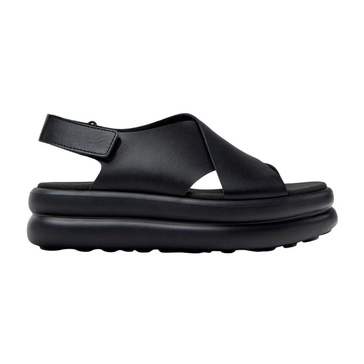 Black Casual Leather Sandals for Women