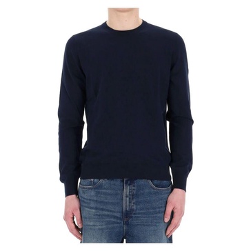 Blue Cotton Crew Neck T-shirt
