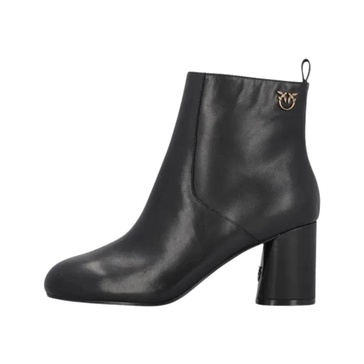 Black Leather Ankle Boots Chunky Heel