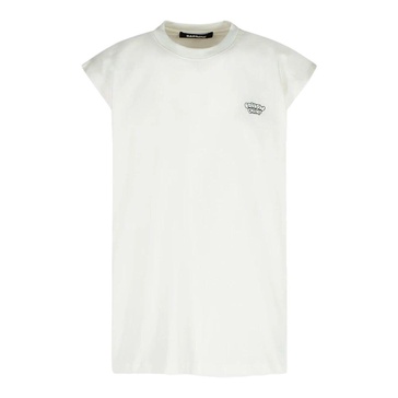 White Cotton Tank Top with Contrast Logo