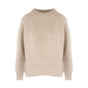 Cashmere Sweater with Ribbed Embroidery
