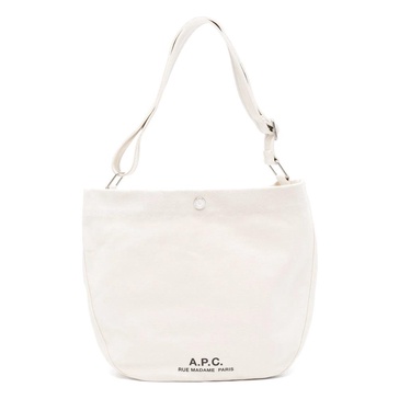 White Shoulder Bag with Logo Print