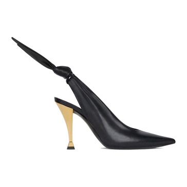Black Slingback Pumps Elegant Bow Detail
