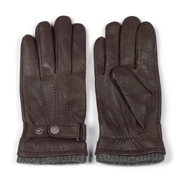 Dark Brown Leather Gloves Classic Design