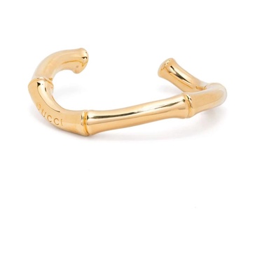 Golden Open Cuff Engraved Logo Bracelet