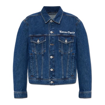 Denim jacket with bark embroidery