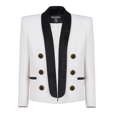 Two-tone edge-to-edge jacket with 6 buttons