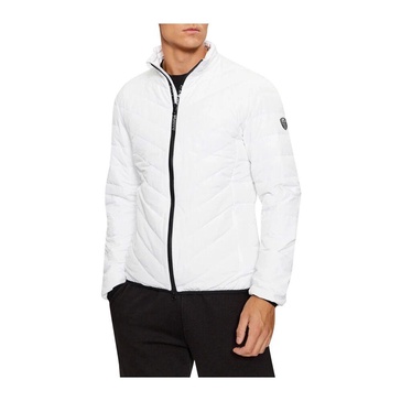 White Zip Logo Puffer Coat