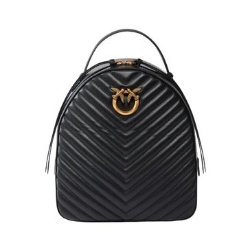 Quilted Chevron Leather Backpack with Love Birds Buckle