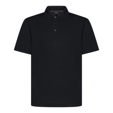 Black Polo Shirt Ribbed Collar