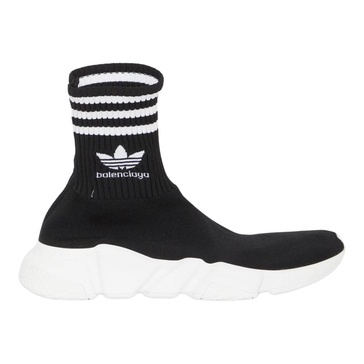 Black 3D Knit Sneakers with Sock Design