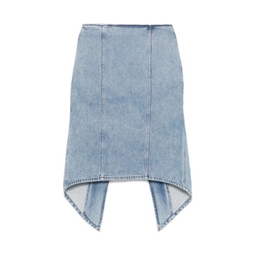 Blue Button-Up Skirt with Pockets