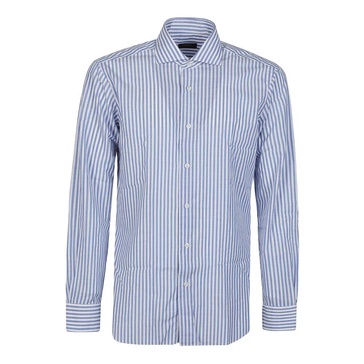 Stylish Neck Shirt in Blue and White