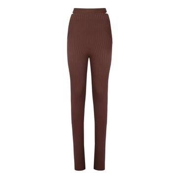 Ribbed knit slim trousers