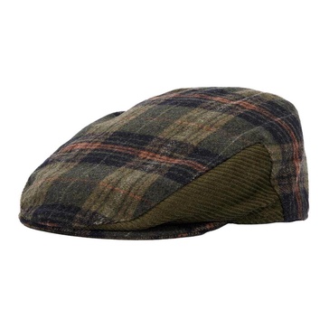 Green Olive Check Tweed Cap