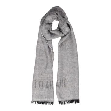 Beige Patterned Wool Blend Scarf