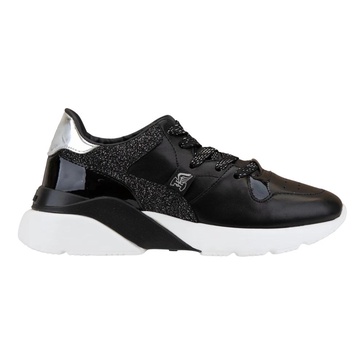 Glitter Leather Lace-Up Sneakers Women