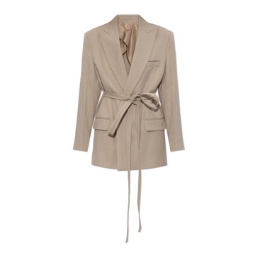 Victoria Beckham Beige Wool Jacket With Belt Women