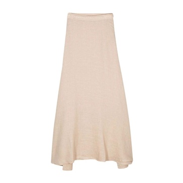 Beige Linen A-Line Skirt