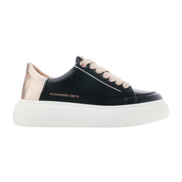 Black Vegan Sneakers with Platinum Glitter Spur