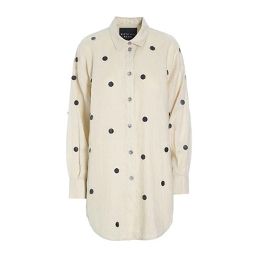 Airy Linen Shirt with Sequins Ivory