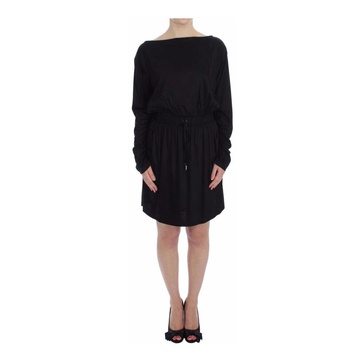 Knee-Length Shift Dress with Logo Details