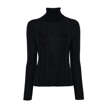 Midnight Blue Wool Turtleneck Sweater
