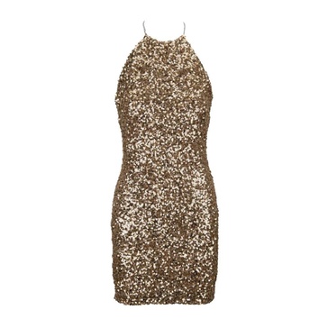 Sequin Backless Dress with Halter Neck
