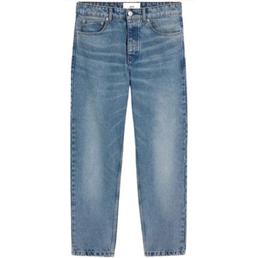 Blue Tapered Jeans with Concealed Fastening