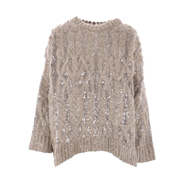 Beige Alpaca Wool Sequin Sweater