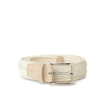 Woven Fabric Belt with Silver Buckle