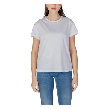 Elegant Rhinestone Round Neck T-Shirt