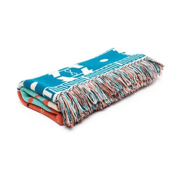 Winter Intarsia-Knit Fringe Blanket